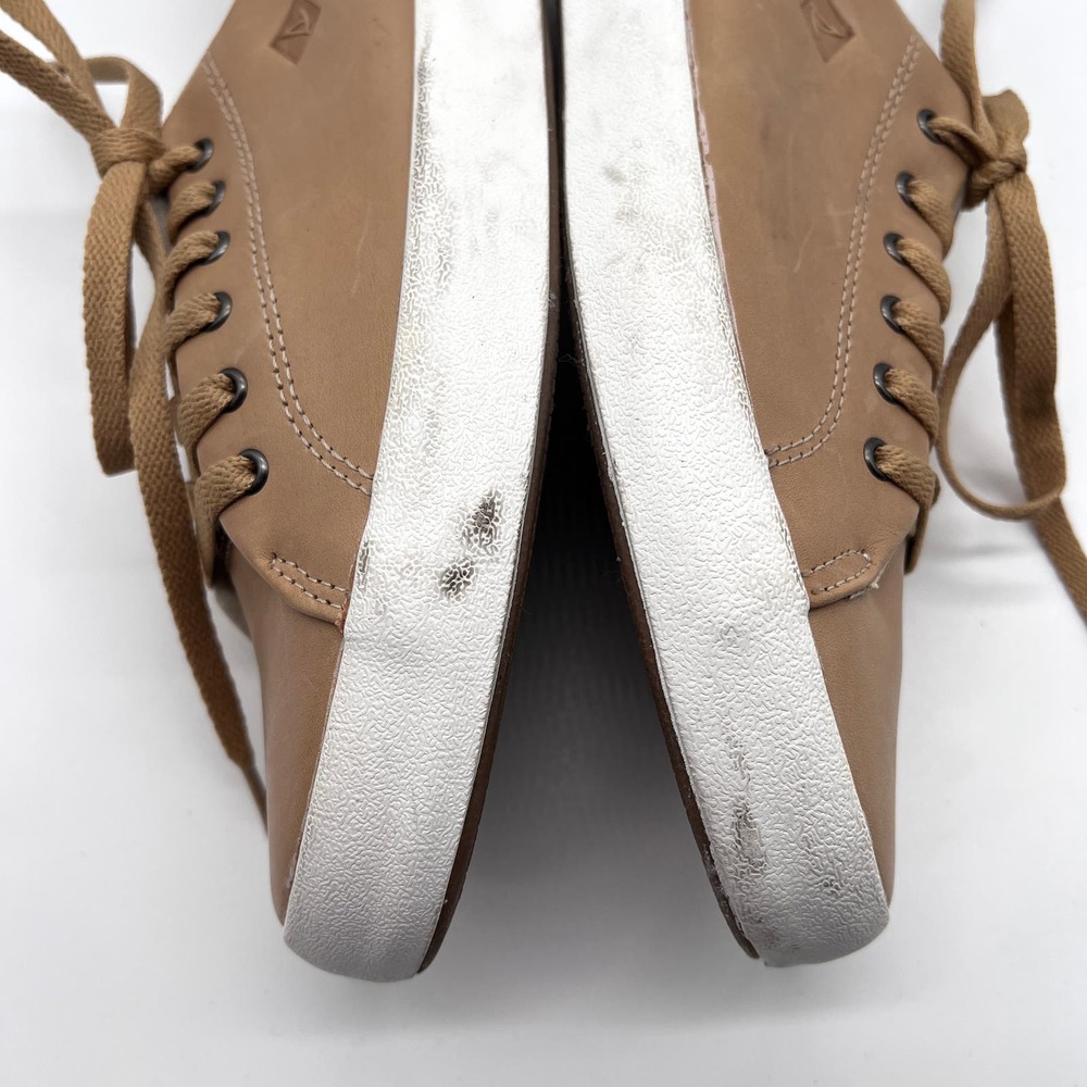 SPERRY Sneaker Mens 7 Tan Leather Low Top Top-sider striper Leather Sneaker NWOB - Picture 8 of 12